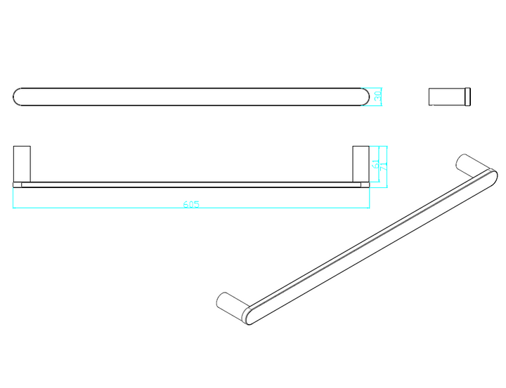 Molly Brushed Nickel 600mm Towel Rail
