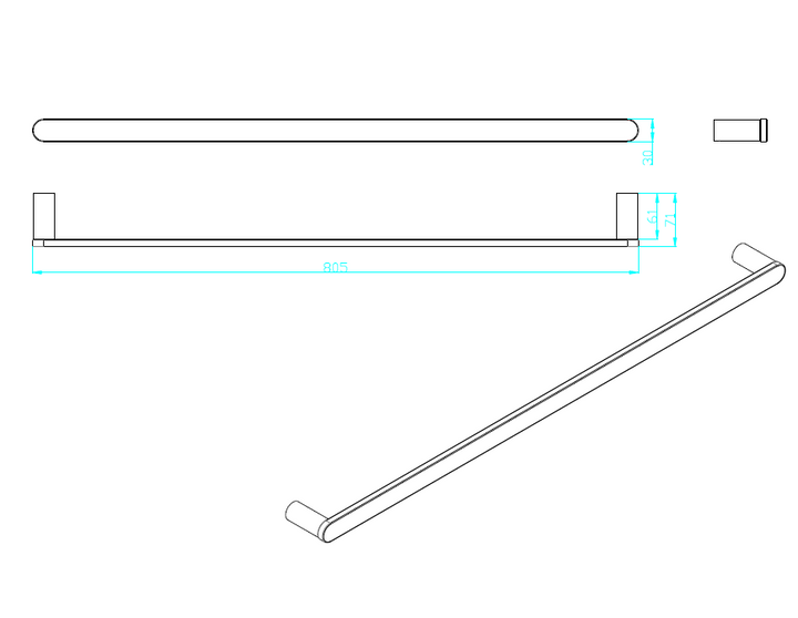 Molly Black 800mm Towel Rail