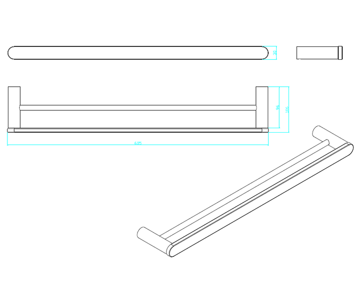 Molly Brushed Gun Metal 600mm Double Towel Rail