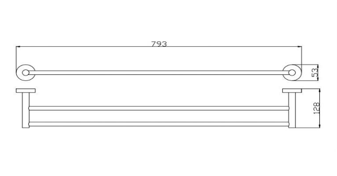 Evolve Black 750mm Double Towel Rail