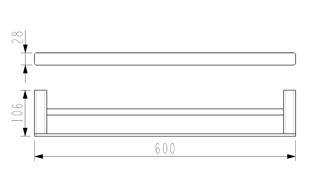 Pasha Chrome 600mm Double Towel Rail
