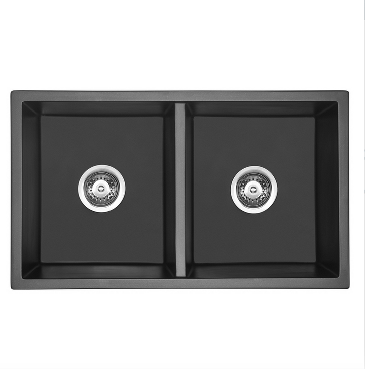 LUX Black Stone Sink 770 Dual Bowl