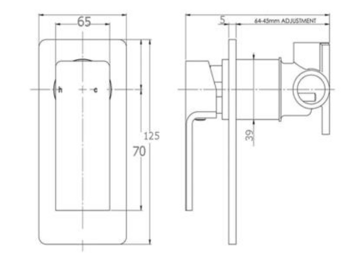 Luxus Black Shower Mixer Narrow