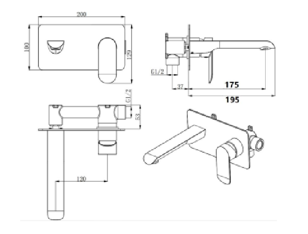 Curve Brushed Nickel Wall Mounted Mixer