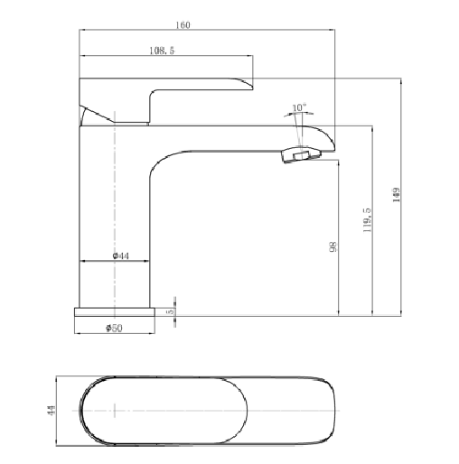 Curve Black Basin Mixer
