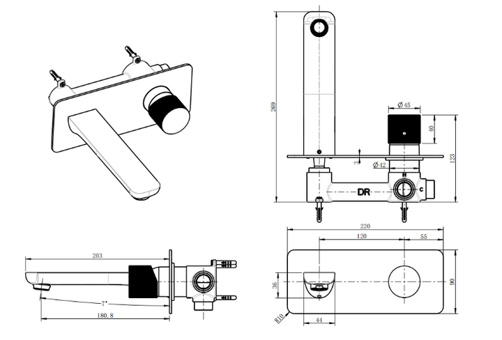 Pasha QI Chrome Wall Mounted Mixer