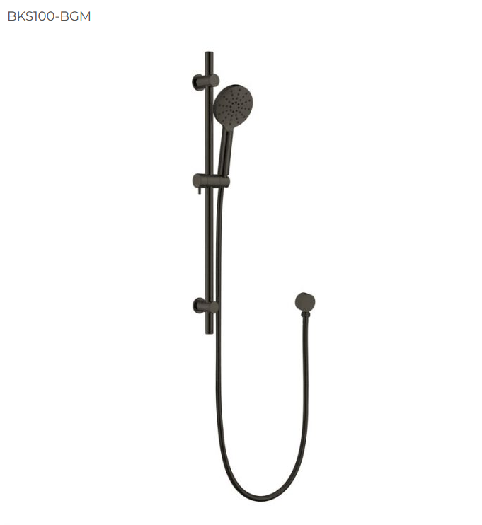 Essence Brushed Gun Metal Round Shower on Rail V1