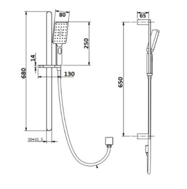 Essence Brushed Gold Oval Shower on Rail