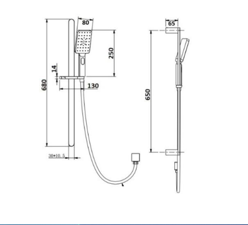 Essence Black Oval Shower on Rail