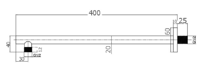 Essence Chrome Square Shower Arm 400mm V1