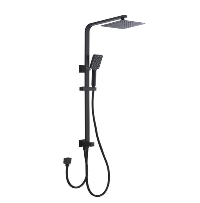 Essence Black Square Shower & Rain on Rail Twin Inlet