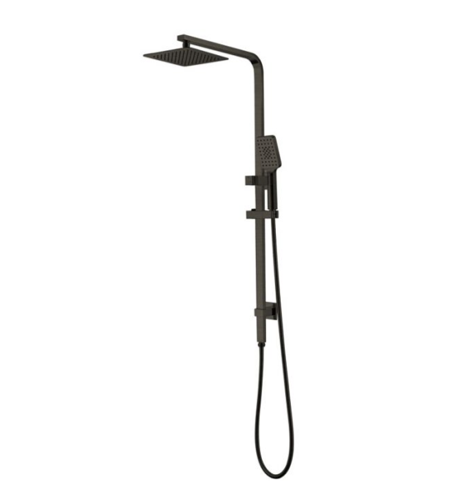 Essence Brushed Gun Metal Square Shower & 250mm Rain on Rail