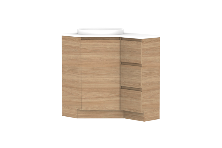 Glacier Corner 600 x 900 Drawers Floor Mount Vanity