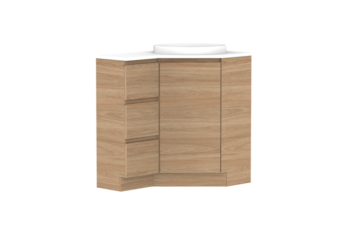 Glacier Corner 600 x 900 Drawers Floor Mount Vanity
