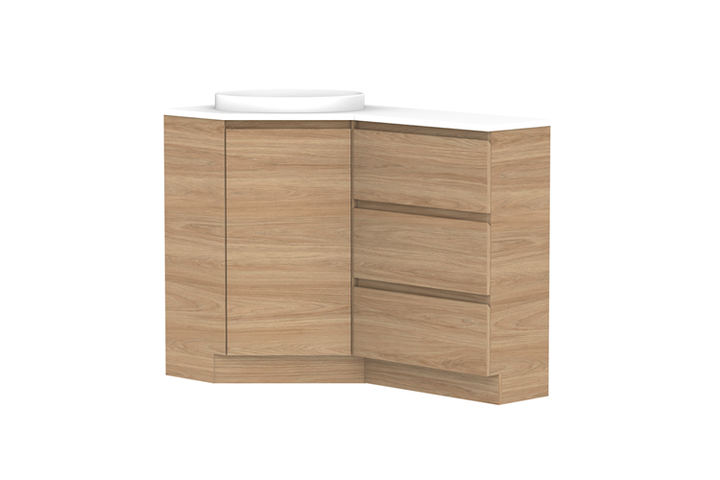 Glacier Corner 600 x 1200 Drawers Floor Mount Vanity