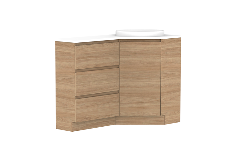 Glacier Corner 600 x 1200 Drawers Floor Mount Vanity