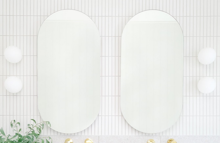 Pill Mirrored cabinets - Silk Cabinet Finish