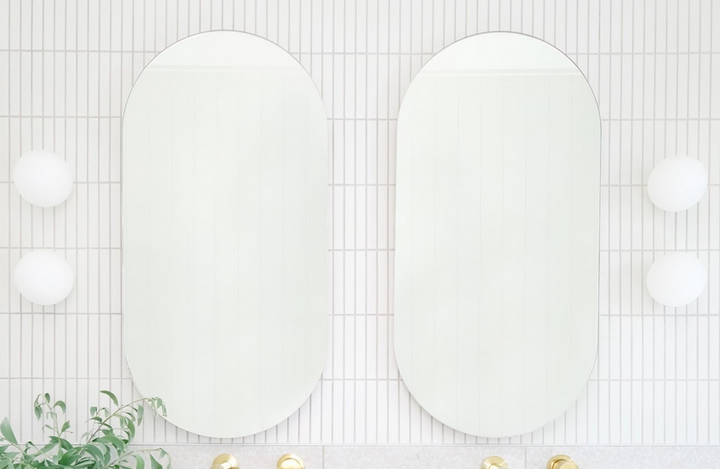 Pill Mirrored cabinets - Silk Cabinet Finish