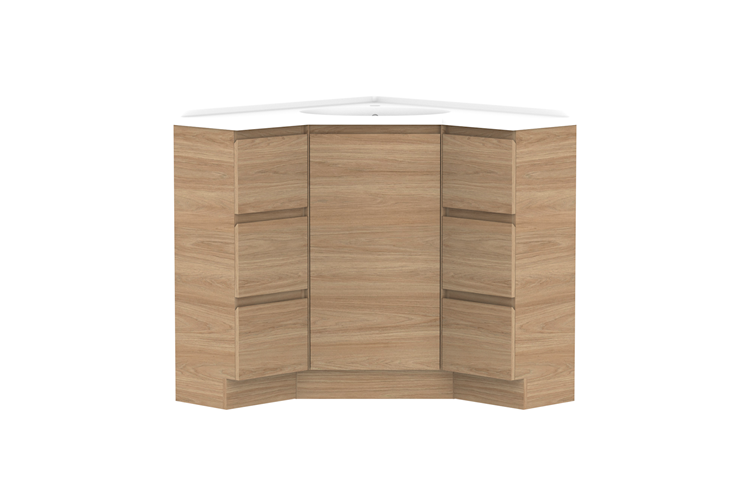 Glacier Corner 900 x 900 Drawers Floor Mount Vanity