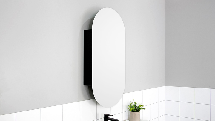 Pill Mirrored cabinets - Silk Cabinet Finish