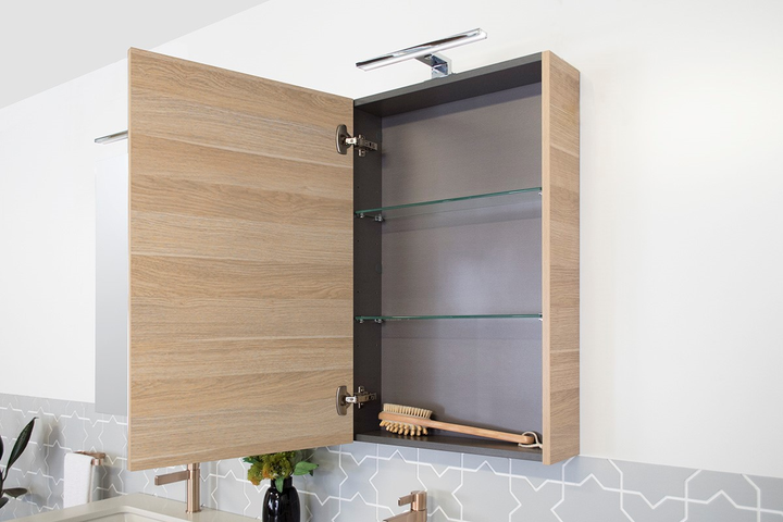 Glacier Mirrored Cabinet 500 - Woodgrain Cabinet Finish