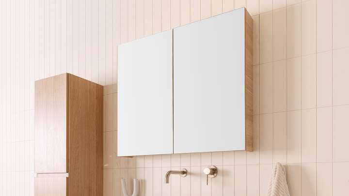 Glacier Mirrored Cabinet 750 - Woodgrain Cabinet Finish