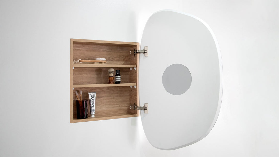 Organic Mirrored Cabinet - Woodgrain Cabinet Finish