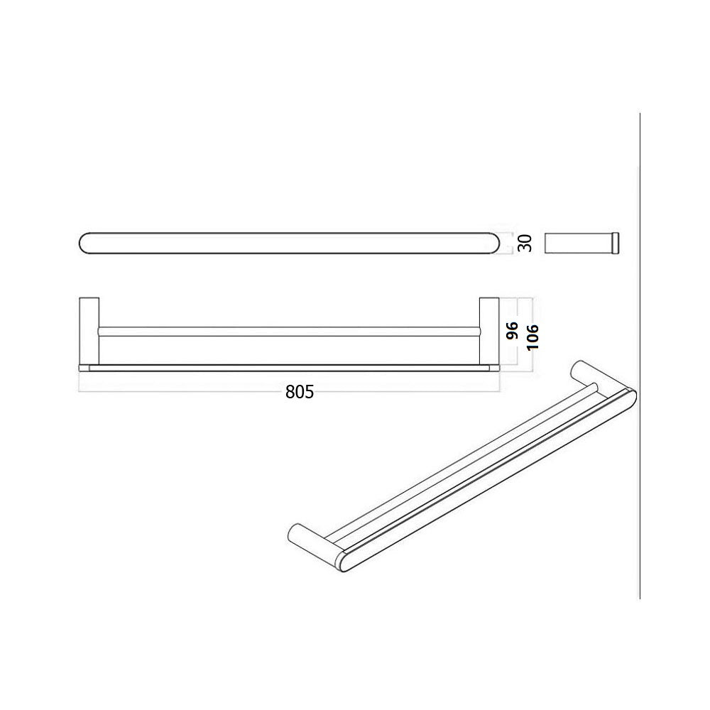 Molly Chrome 800mm Double Towel Rail