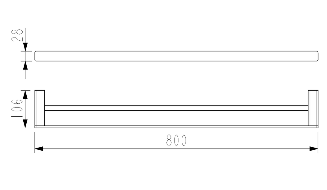 Pasha Brushed Nickel 800mm Double Towel Rail