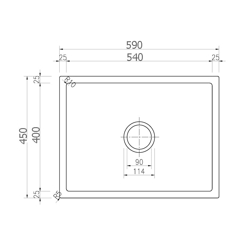LUX Black Stone Sink 590