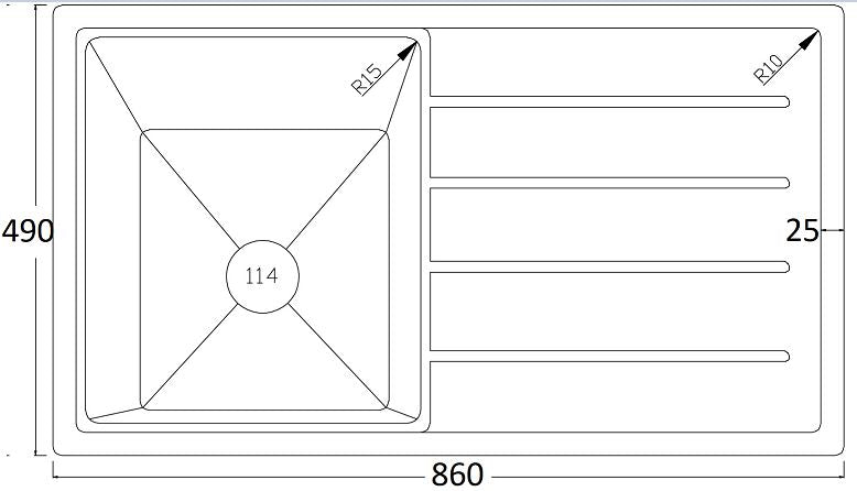 LUX Black Stone Sink 860 With Drainer