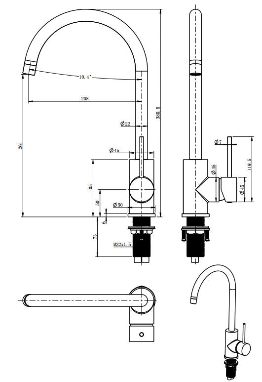 Arya Brushed Nickel Kitchen Mixer