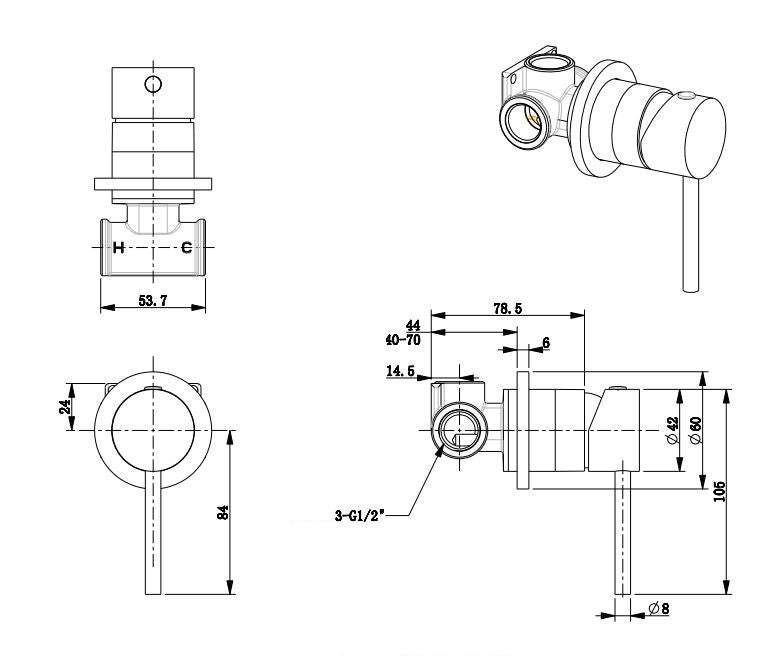 Arya Black Shower Mixer
