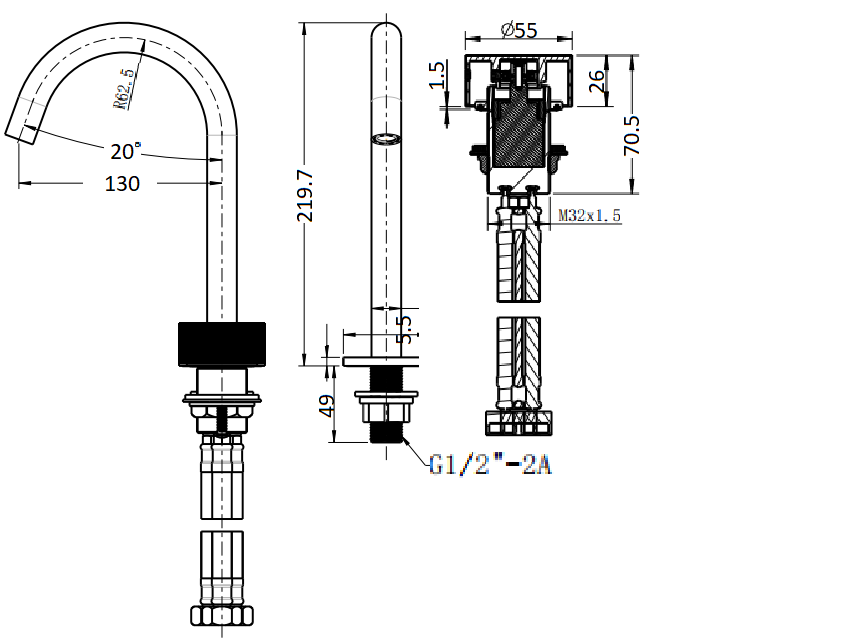 Evolve QI Black Basin Spout & Progressive Mixer