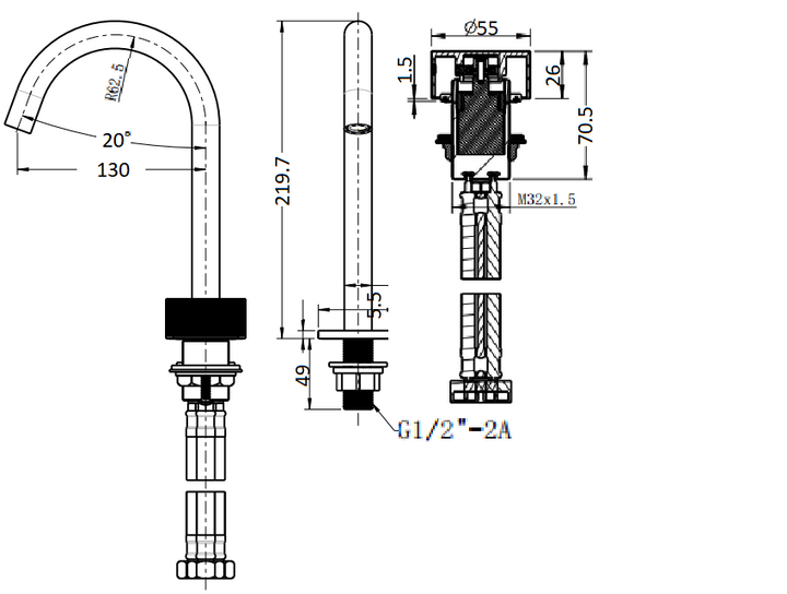 Evolve QI Brushed Nickel Basin Spout & Progressive Mixer