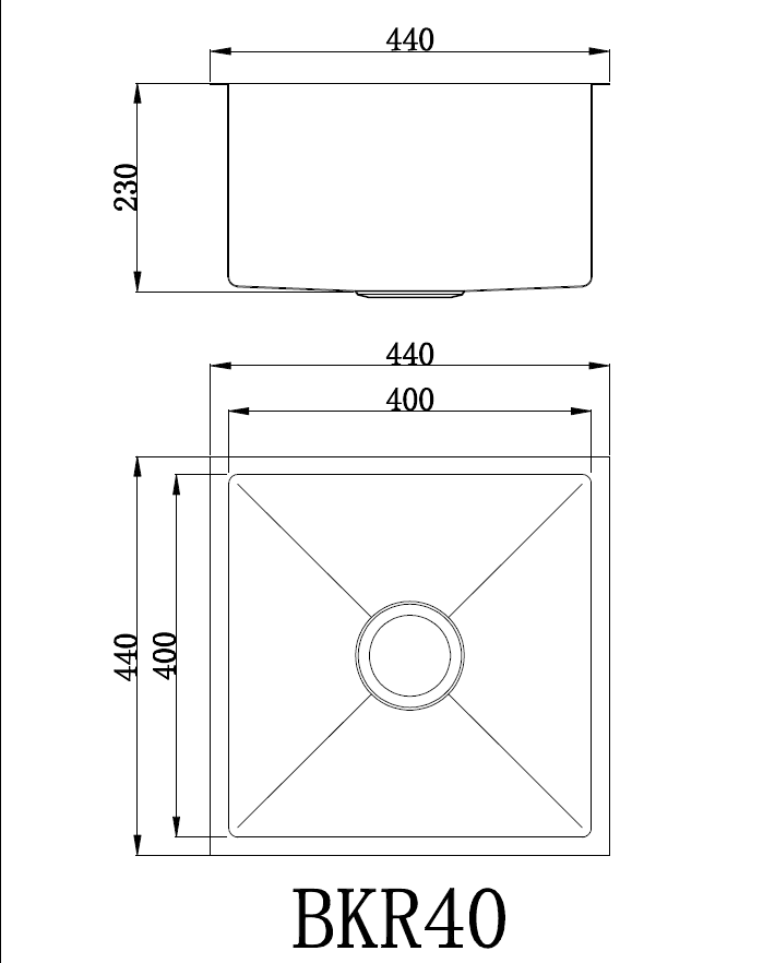 LUX Black SS Sink 440