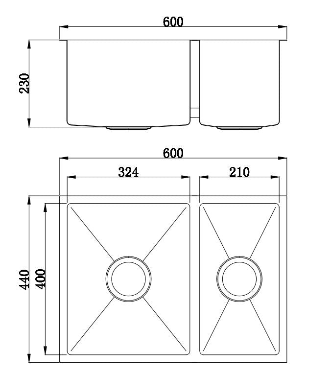 LUX SS Sink 600 1.5 Bowl
