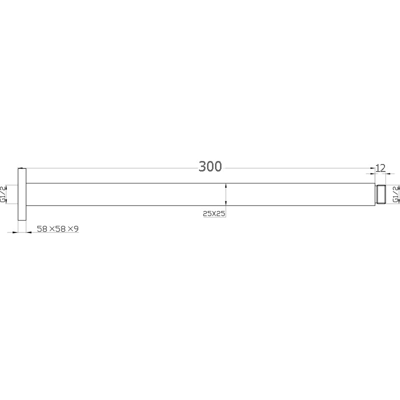 Essence Brushed Nickel Square Ceiling Dropper 300mm