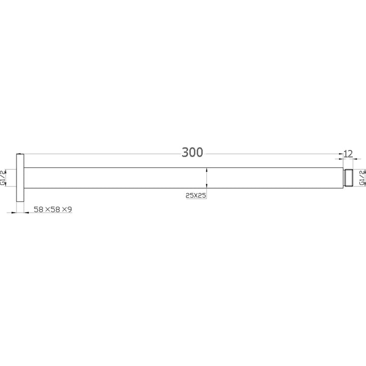 Essence Brushed Nickel Square Ceiling Dropper 300mm