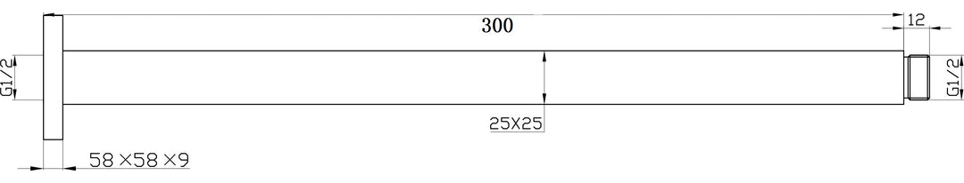 Essence Black Square Ceiling Dropper 300mm