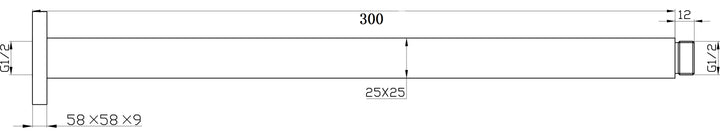 Essence Chrome Square Ceiling Dropper 300mm