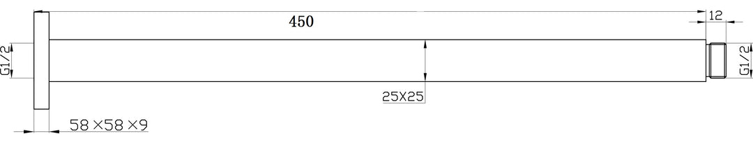Essence Black Square Ceiling Dropper 450mm