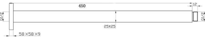 Essence Black Square Ceiling Dropper 450mm