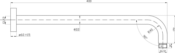 Essence Brushed Gold Round Shower Arm 400mm V3