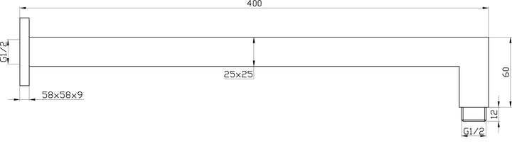 Essence Chrome Square Shower Arm 400mm V2