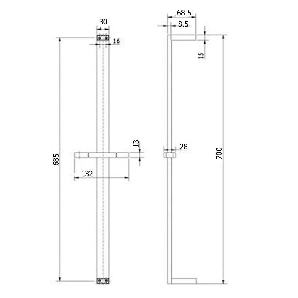 Essence Chrome Square Shower on Rail V1