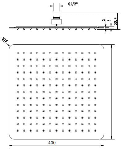 Essence Chrome Square 400mm SS Rain Shower Head