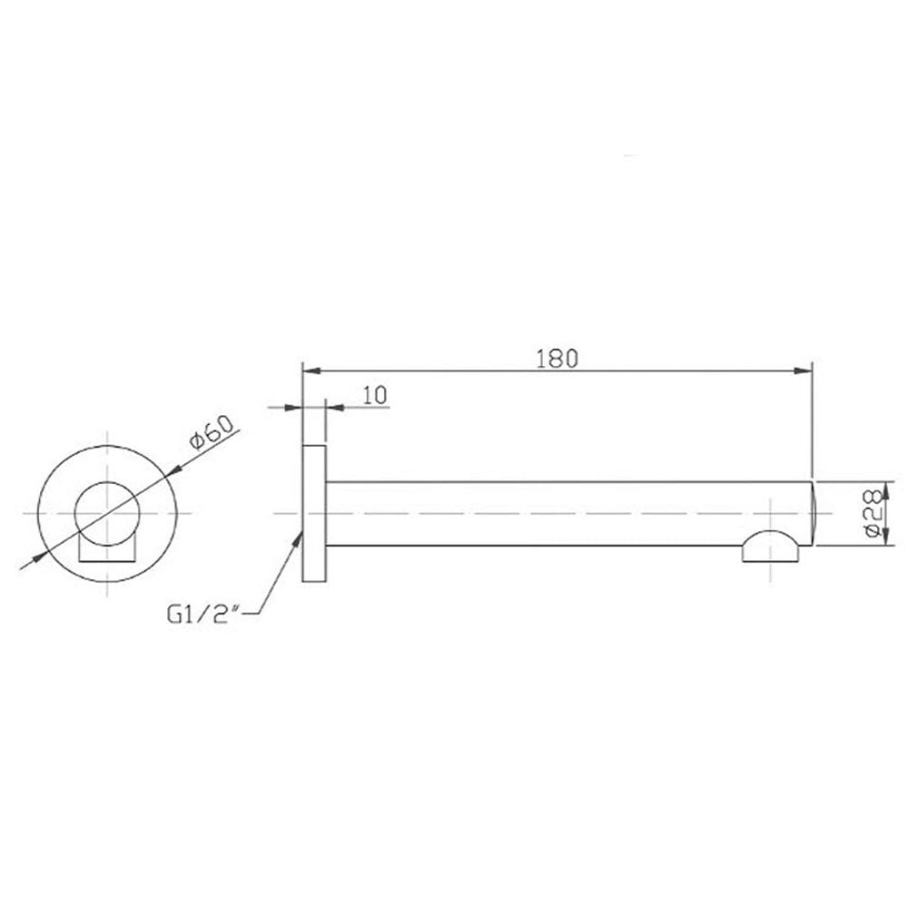 Evolve Black Bath Spout 180mm