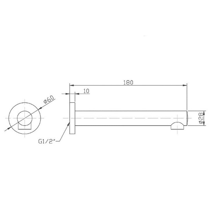 Evolve Chrome Bath Spout 180mm