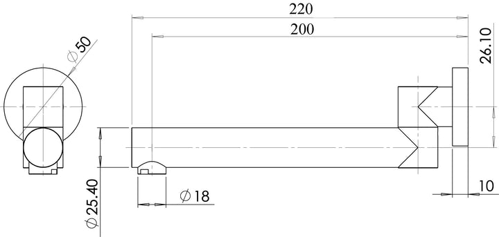 Evolve Black Swivel Bath Spout 220mm